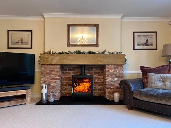Custom Brick Fireplace with Parkray Aspect 8 Stove