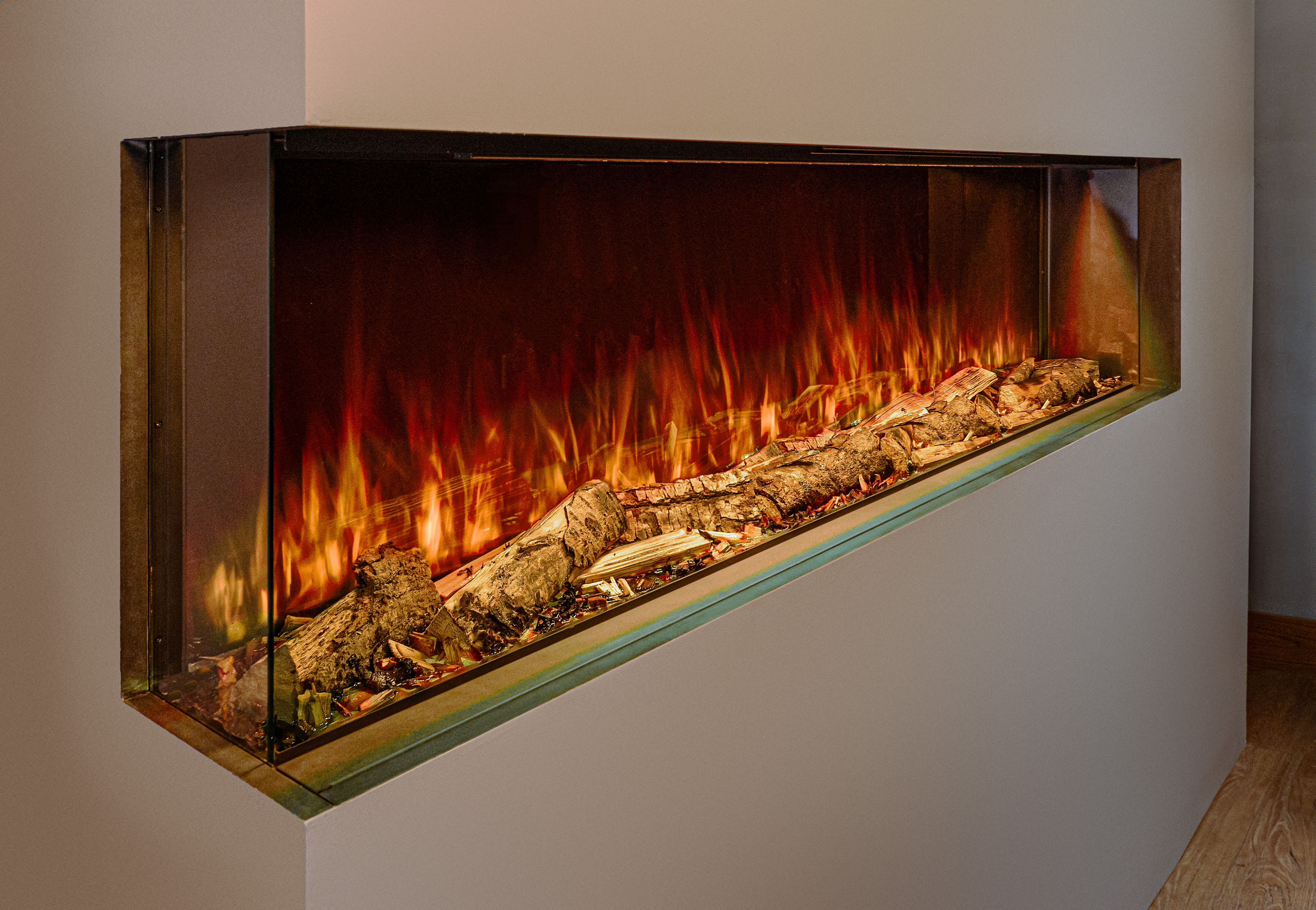 Real completed fireplace and media wall installation