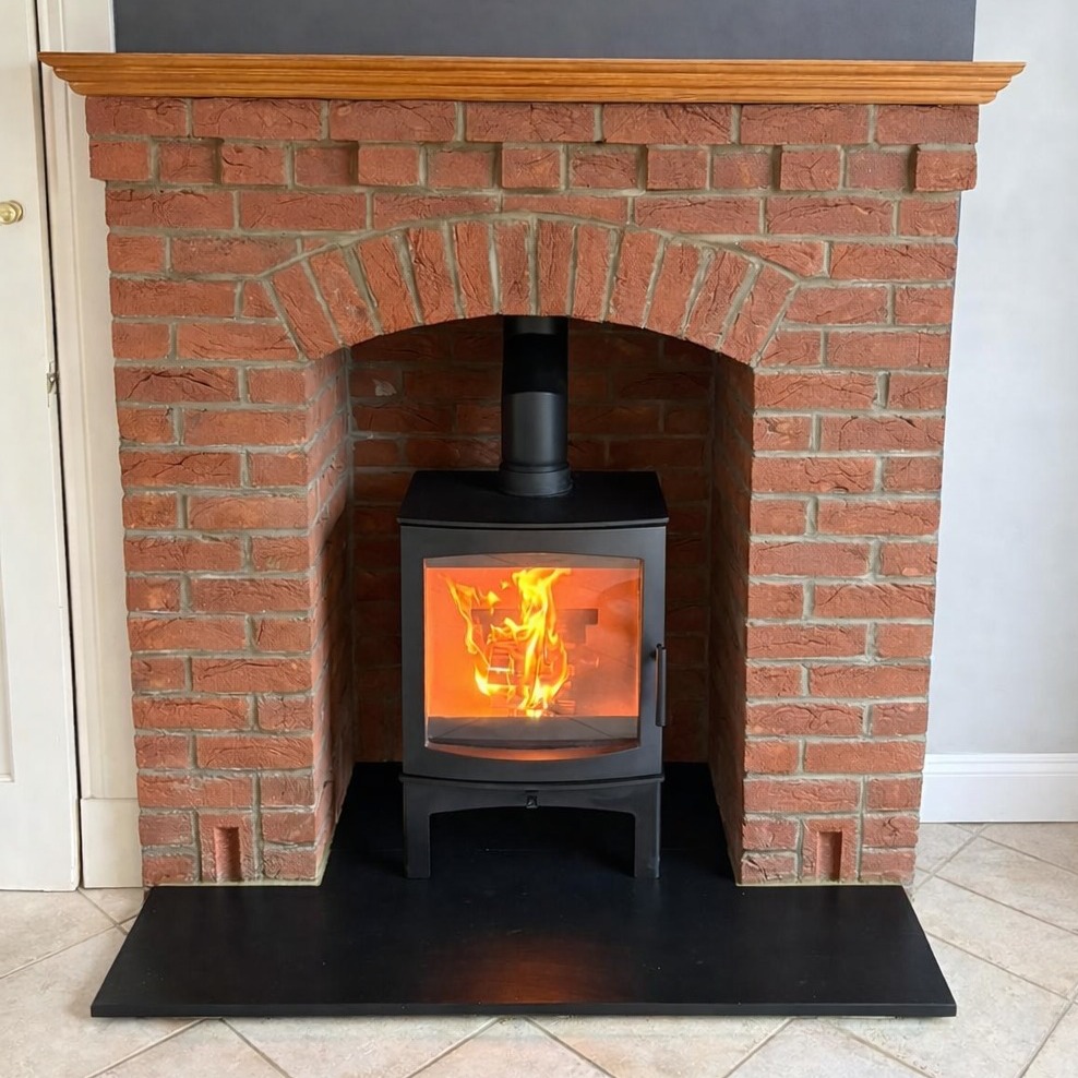 Tall Tinderbox Wood Burning Stove Installation in Warkworth view 3