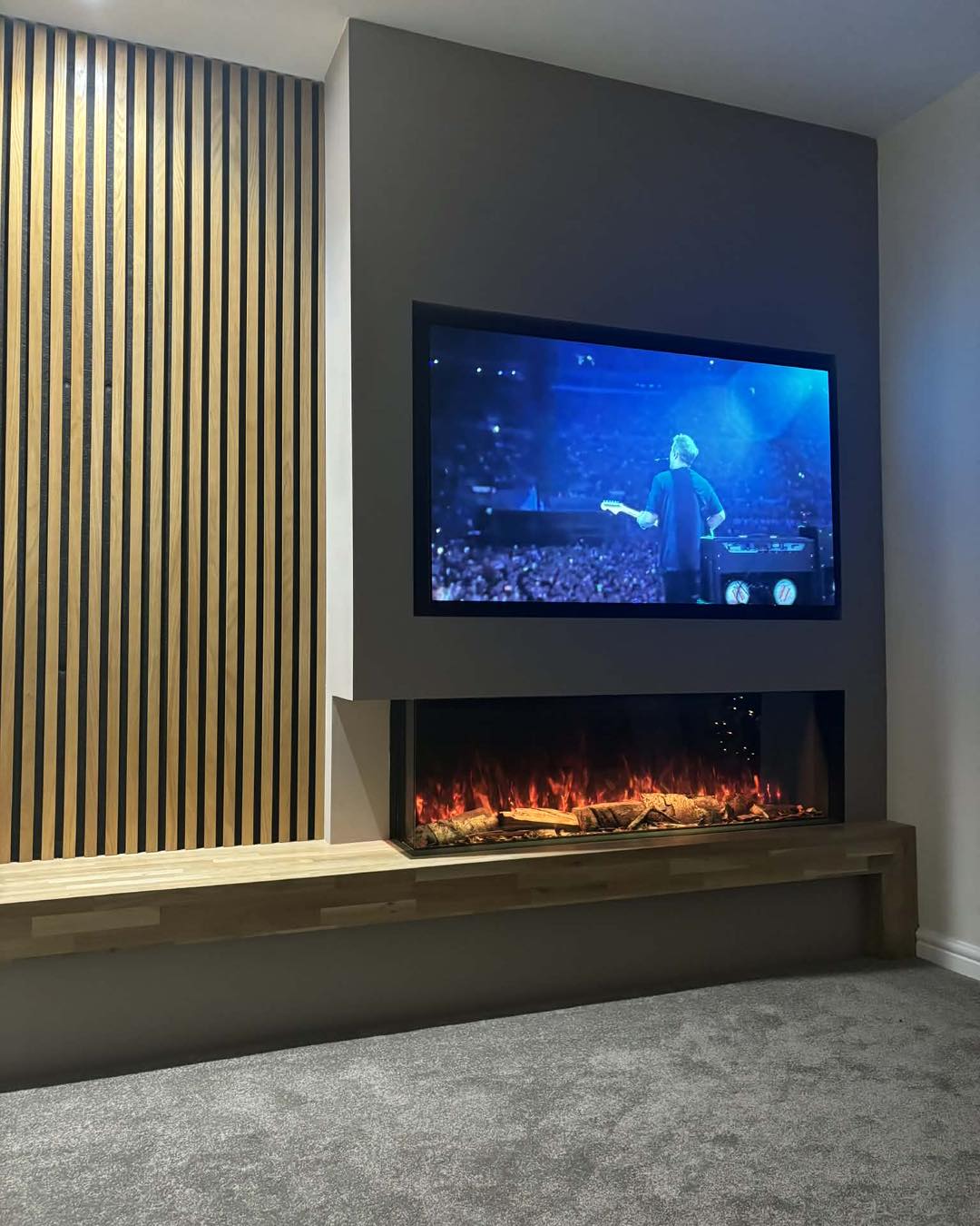 Bespoke Media Wall with Vision Solus 150 Electric Fire view 2