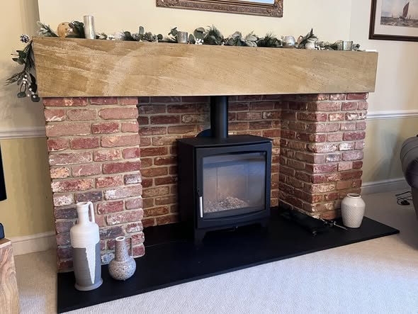 Custom Brick Fireplace with Parkray Aspect 8 Stove