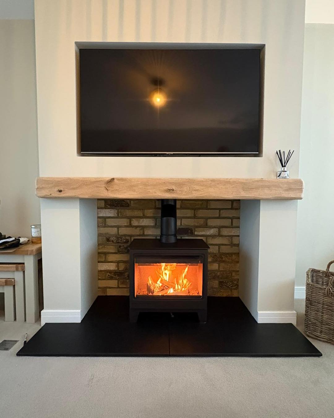 Custom Brick Fireplace with Parkray Aspect 8 Stove