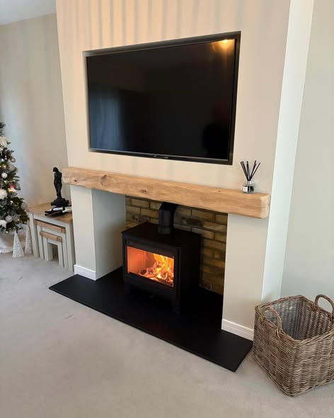 Custom Brick Fireplace with Parkray Aspect 8 Stove