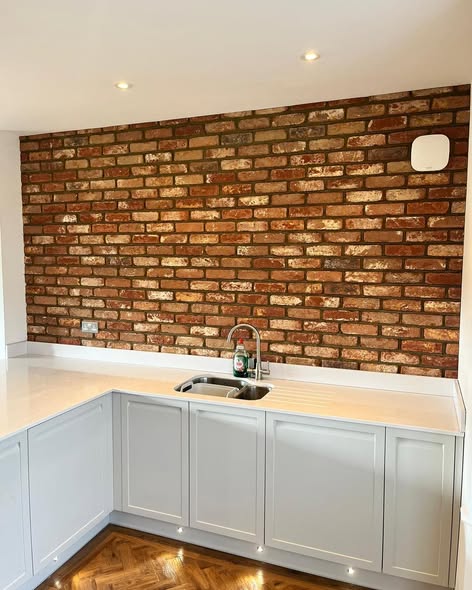 Brick Slip Feature Wall in a Swarland Kitchen
