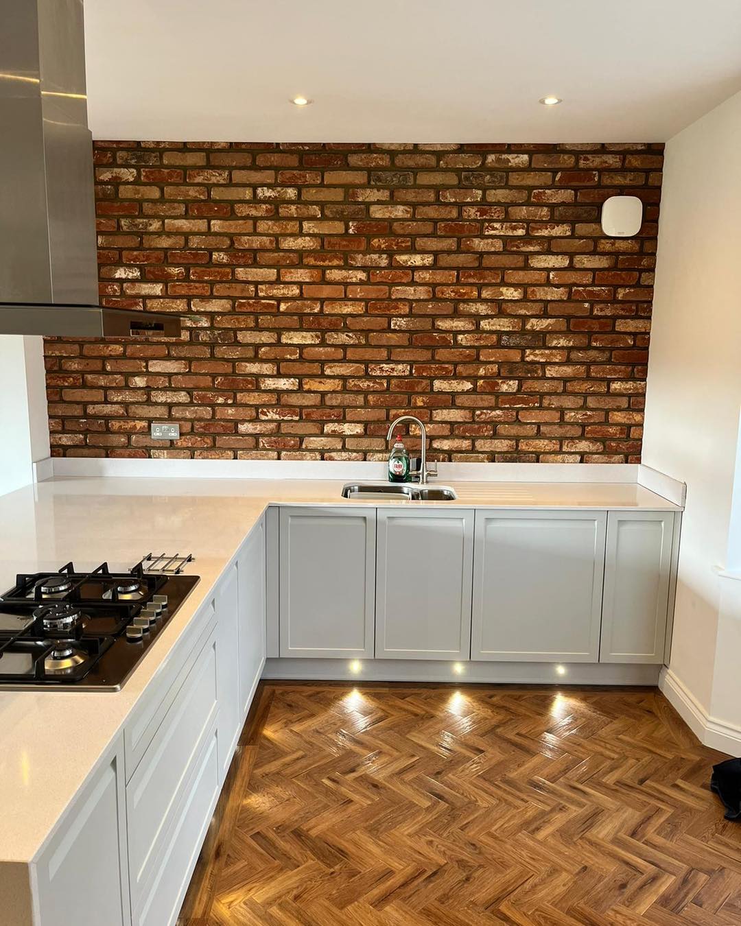 Brick Slip Feature Wall in a Swarland Kitchen