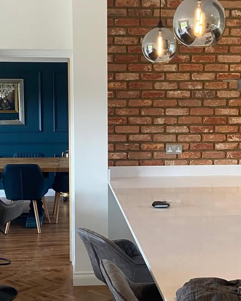 Brick Slip Feature Wall in a Swarland Kitchen