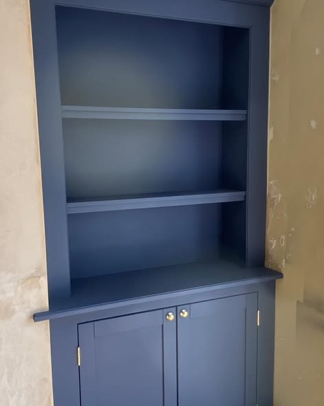 Bespoke Alcove Units and Media Wall in Stiffkey Blue