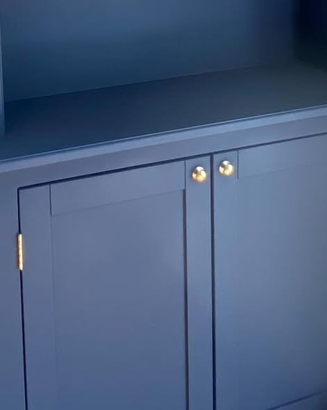 Bespoke Alcove Units and Media Wall in Stiffkey Blue