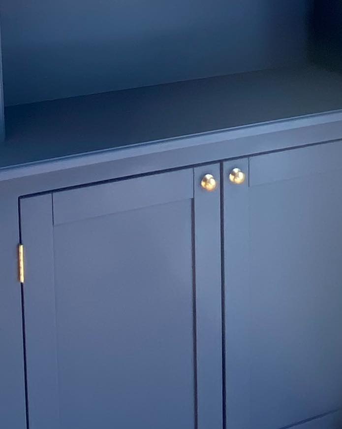 Bespoke Alcove Units and Media Wall in Stiffkey Blue