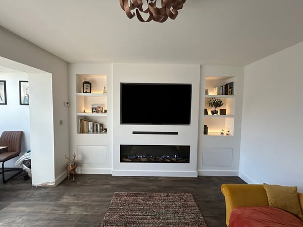 Bespoke Media Wall with Display Boxes and Concealed Storage