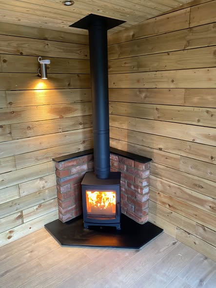 Wood Burning Stove Installation in Timber Garden Room