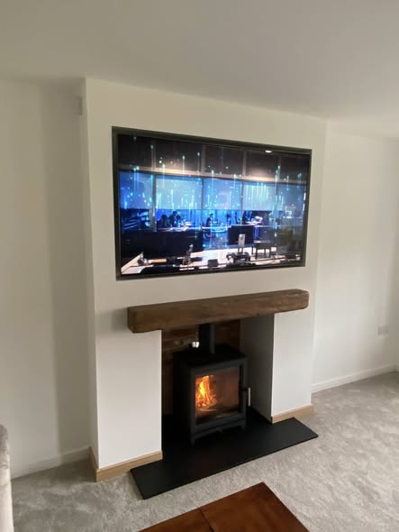 Feature Chimney Breast with Wood Burning Stove and Inset TV