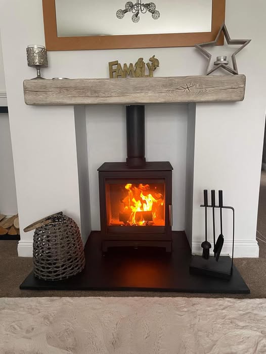 Stone-Clad Chimney Breast with Wood Burning Stove