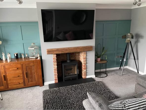 Crawcrook Feature Chimney Breast with Stove and Inset TV