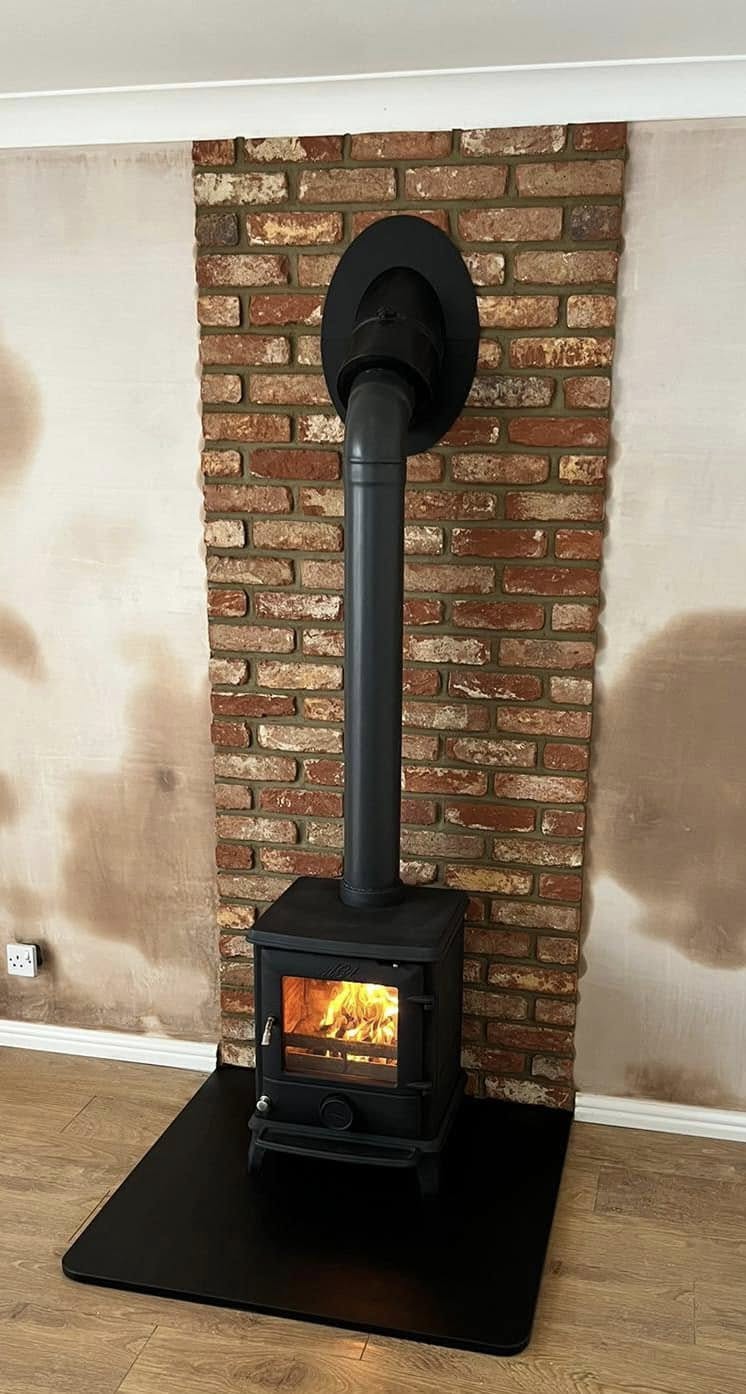 Fireplace Refresh with Shaped Slate Hearth and Brick Slip Back Panel