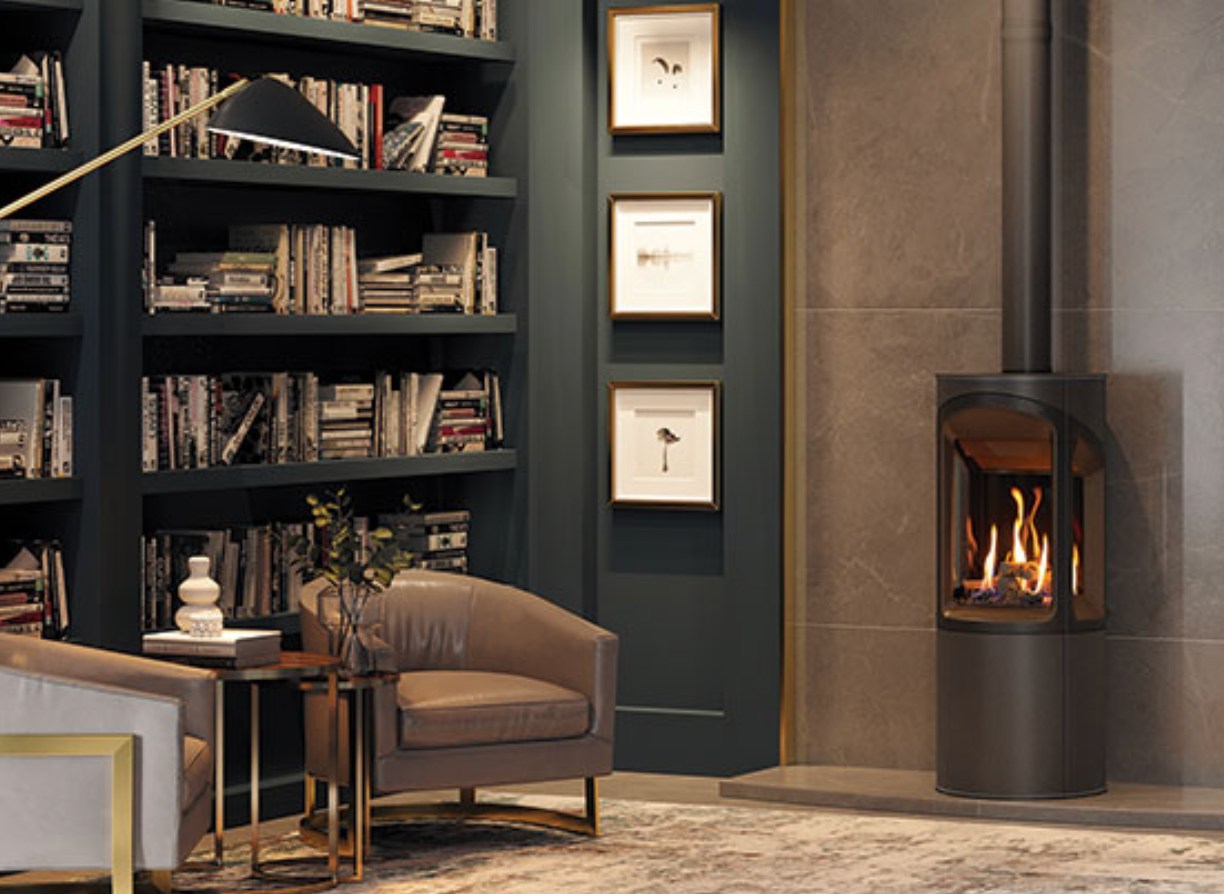 Blyth Bespoke Fireplace Wall with Marble Surround and Bookcases