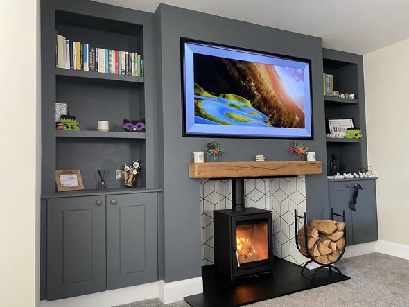 Morpeth Feature Fireplace with Wood Burning Stove and External Flue
