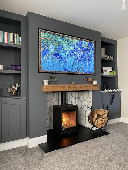 Morpeth Feature Fireplace with Wood Burning Stove and External Flue