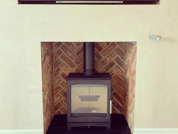 Crawcrook New-Build Living Room with Stove and Bespoke Bookcases