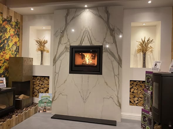 Crawcrook New-Build Living Room with Stove and Bespoke Bookcases
