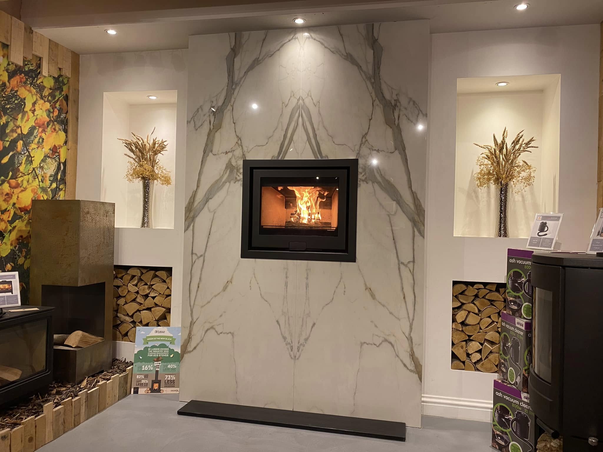 Crawcrook New-Build Living Room with Stove and Bespoke Bookcases