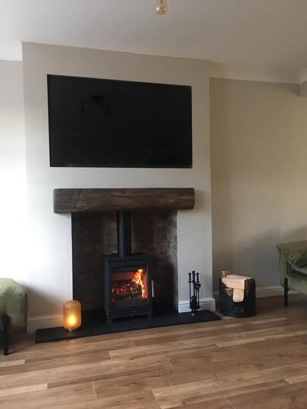 Flat Wall Transformed with Stove and Inset TV