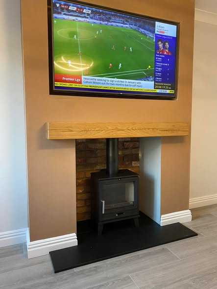 Flat Wall Transformed with Stove and Inset TV