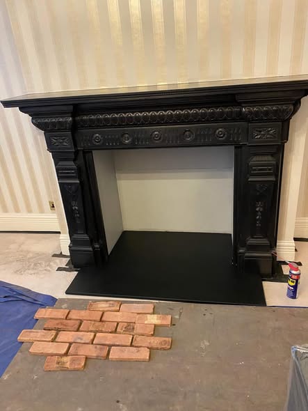 Steel-Framed Chimney Breast with Stove and Inset TV