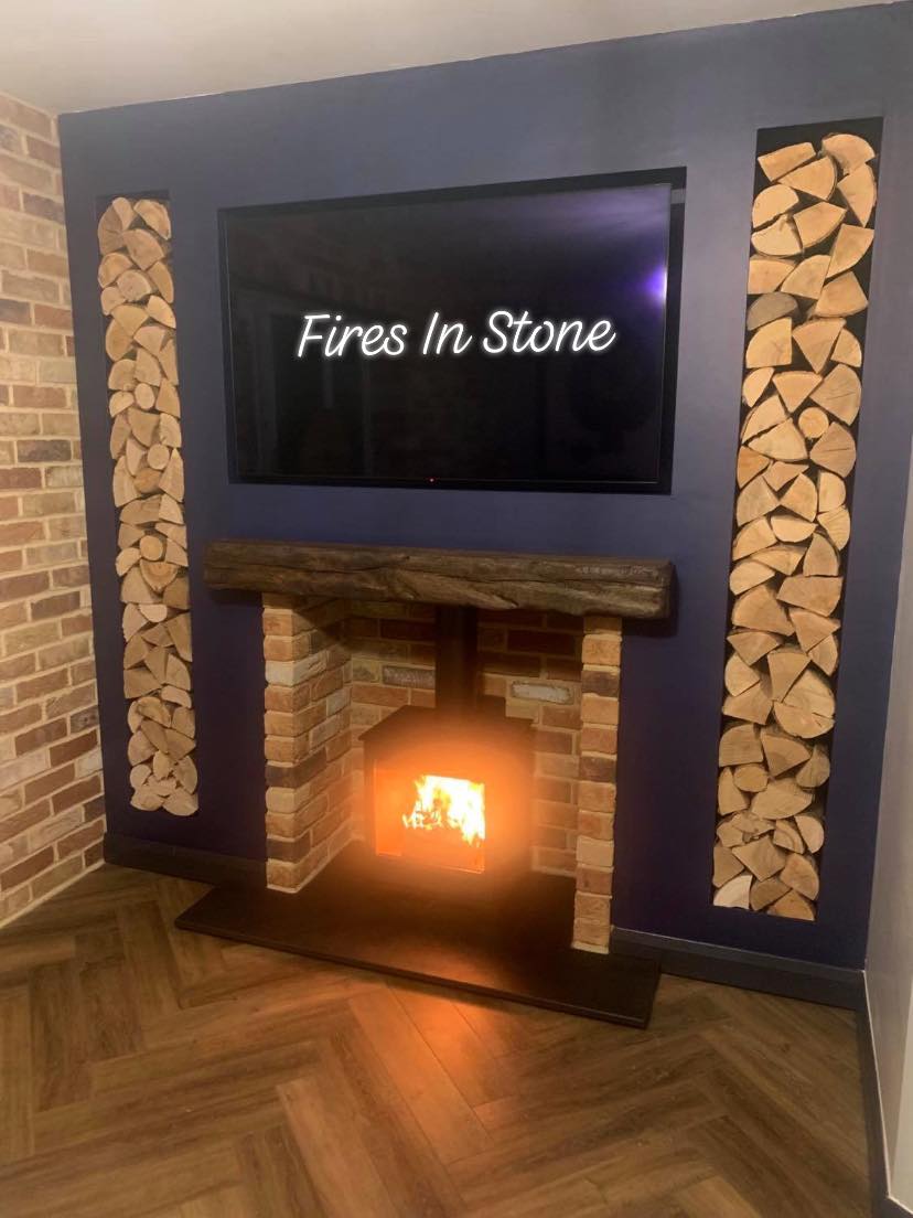 Wallsend Wood Burning Stove with Brick Slip Chamber
