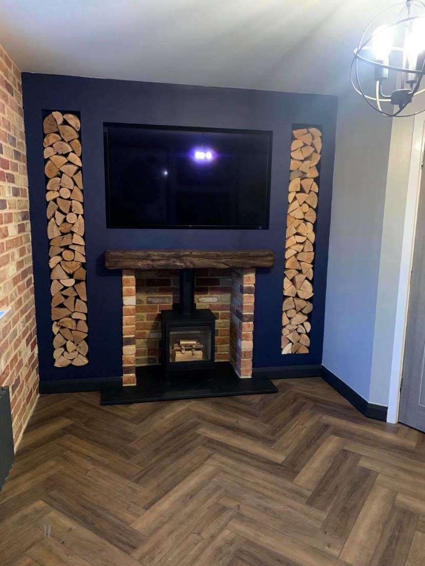 Blyth Feature Wall with Hunter Herald Allure and Log Stores