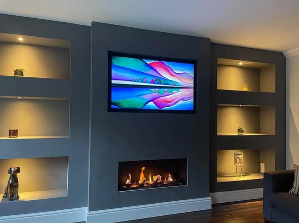 Norvik 5 Fireplace Transformation with Buff Limestone Hearth