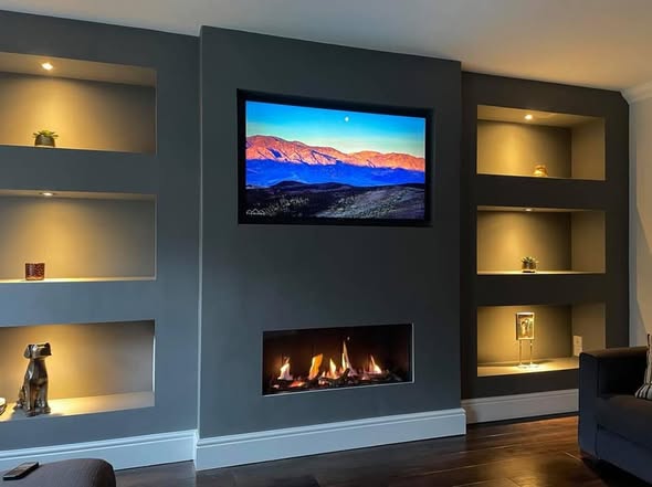 Norvik 5 Fireplace Transformation with Buff Limestone Hearth