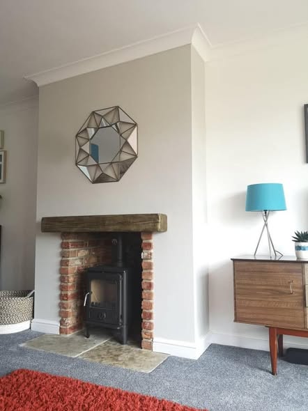 Norvik 5 Fireplace Transformation with Buff Limestone Hearth