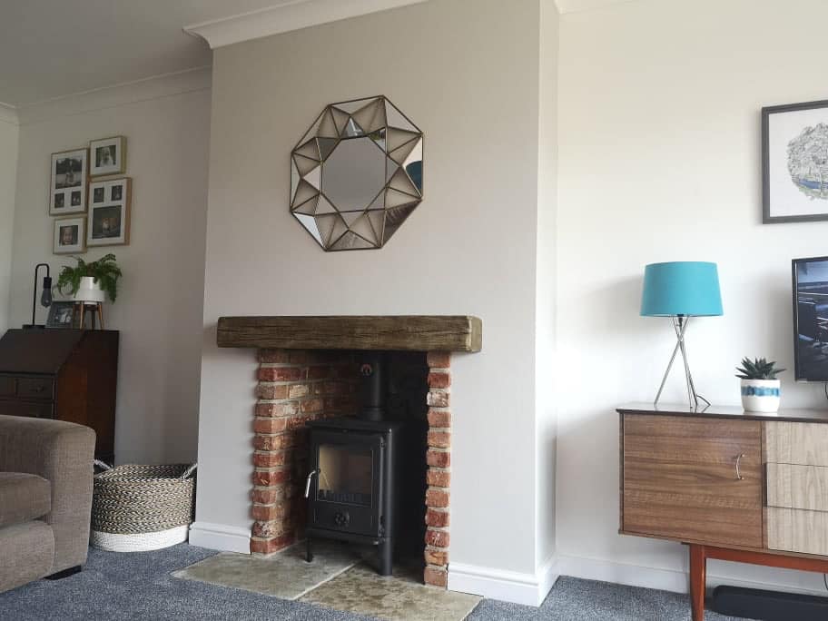 Norvik 5 Fireplace Transformation with Buff Limestone Hearth