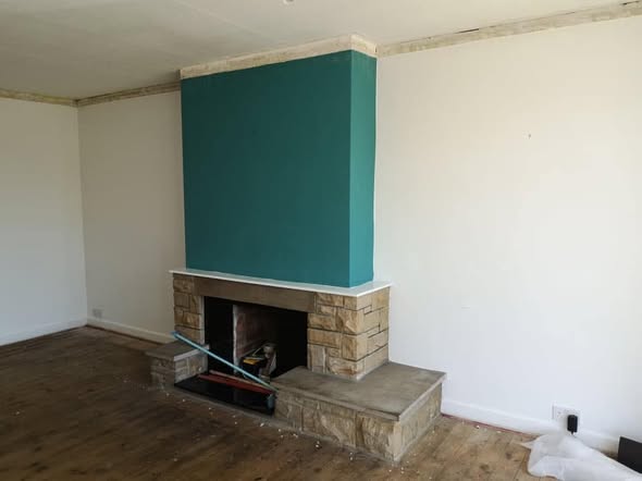 Norvik 5 Fireplace Transformation with Buff Limestone Hearth