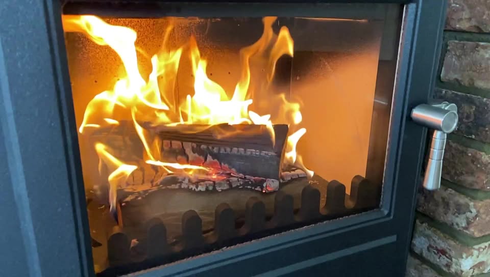 Flickrflame Eco Stove with Rustic Limestone Hearth