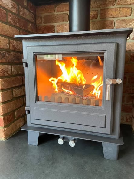 Flickrflame Eco Stove with Rustic Limestone Hearth