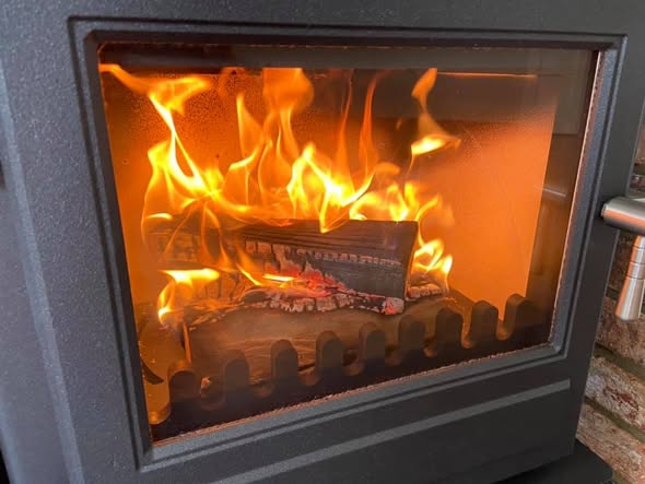 Flickrflame Eco Stove with Rustic Limestone Hearth