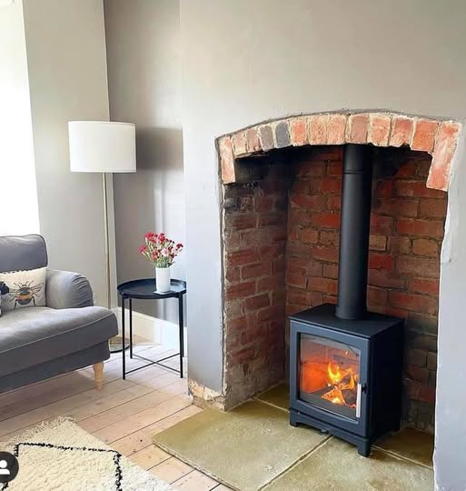 Flickrflame Eco Stove with Rustic Limestone Hearth