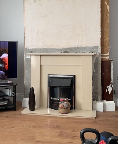 Cottage Limestone Fireplace Transformation in Blyth