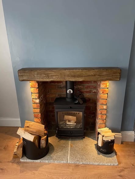 Cottage Limestone Fireplace Transformation in Blyth