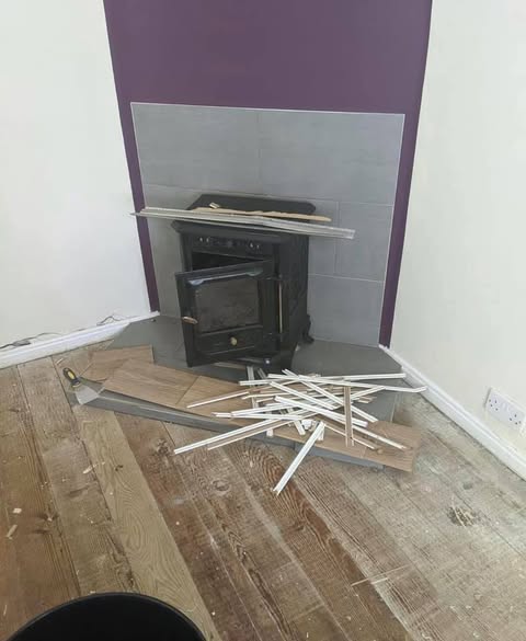 Cottage Limestone Fireplace Transformation in Blyth