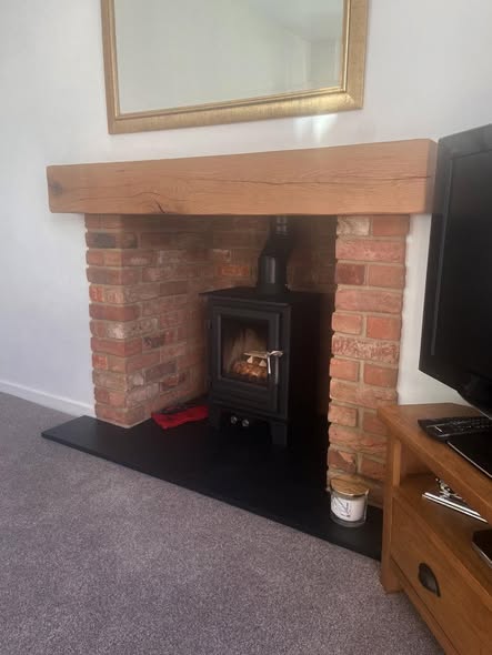 External Fireplace Chamber with Wood Burning Stove