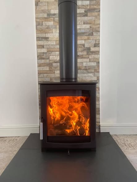 External Fireplace Chamber with Wood Burning Stove