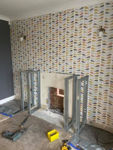 Opened Chimney Breast with Original Brickwork and Stove