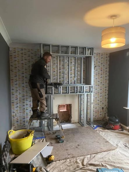 Opened Chimney Breast with Original Brickwork and Stove