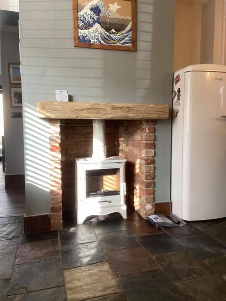 Bassington Cream Enamel Stove with Hybrid Chimney and Twin Wall Flue