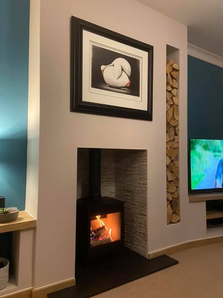 Herald Allure 04 Fireplace Wall with Solid Oak Shelving