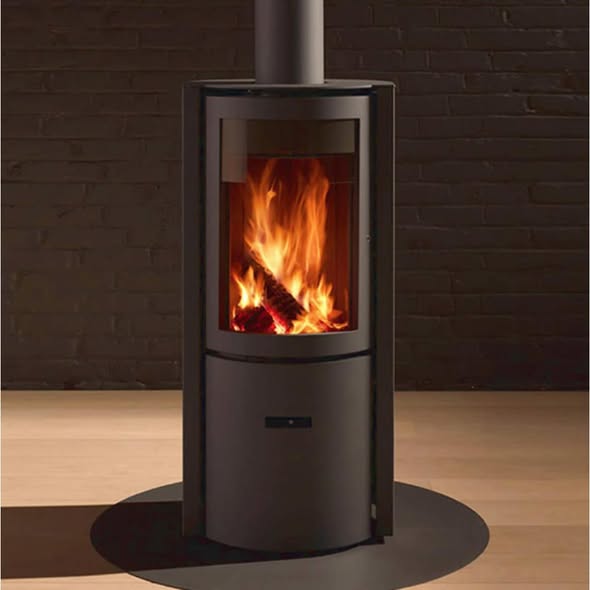 Stuv 30 Compact Stove with Curved Italian Slate Hearth