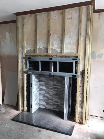 Large One-Day Fireplace Transformation with Tiled Chamber